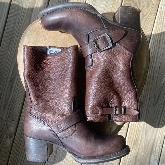 Frye Vera Short Brown Leather Heeled Boot Women’s Size 5.5 - Picture 12 of 14